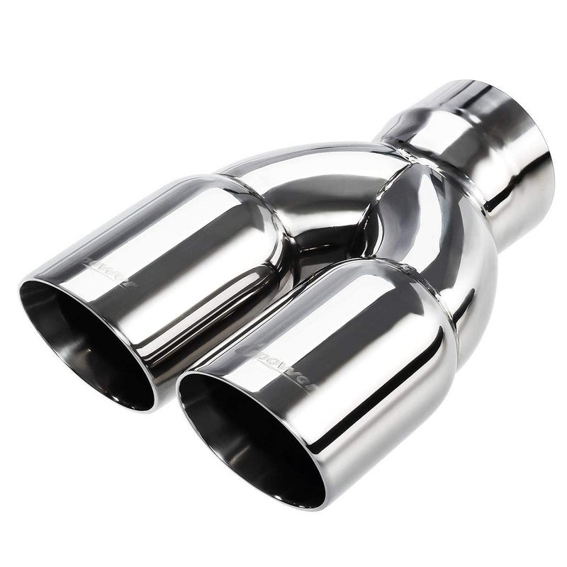 Upower Dual Exhaust Tip 3 Inch Inlet 3" outlet 9.5" Long Tail Pipe Double Wall Polished 304 Stainless Steel - Image 1